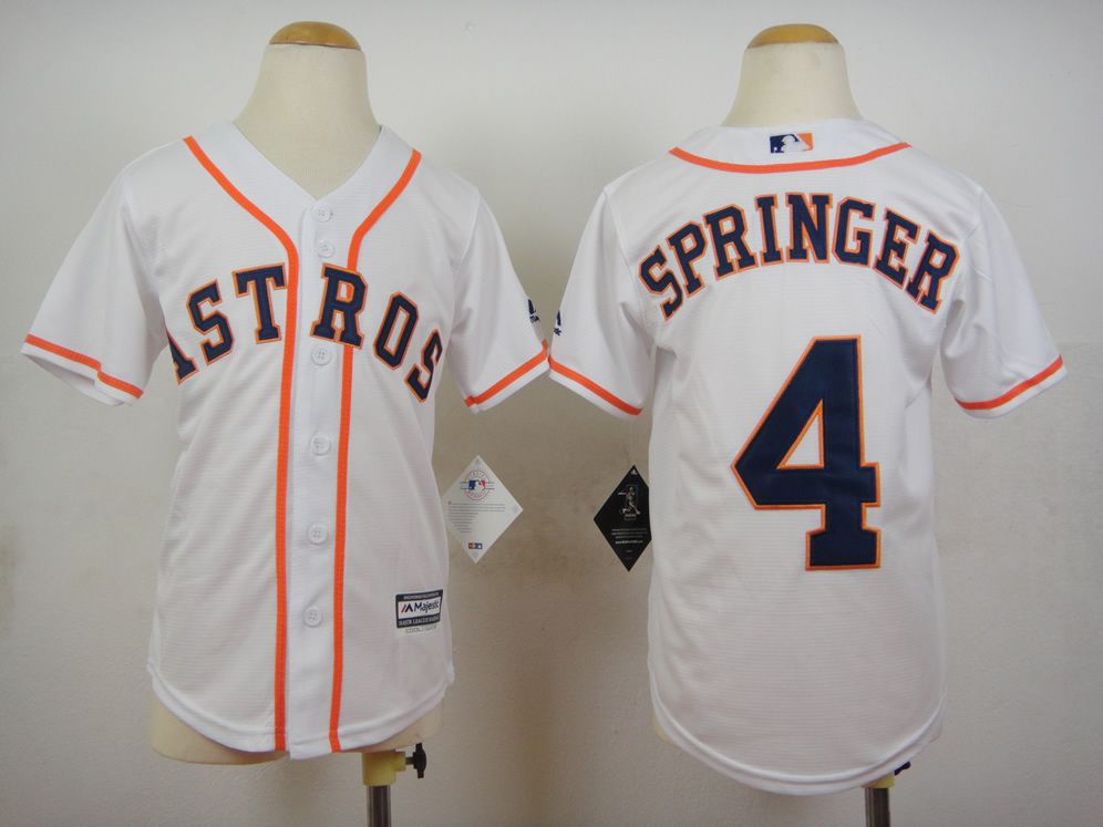 Youth Houston Astros 4 Springer White MLB Jerseys